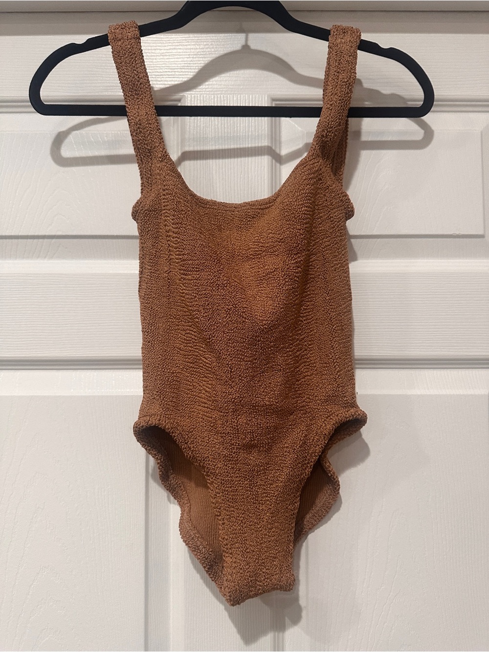 Hunza G Brown Terry Scoop-Back One-Piece Swimsuit